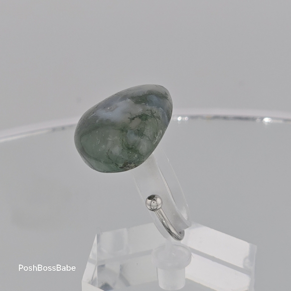 Handcrafted Green Prehnite Stone Ring Adjustable - Picture 8 of 8